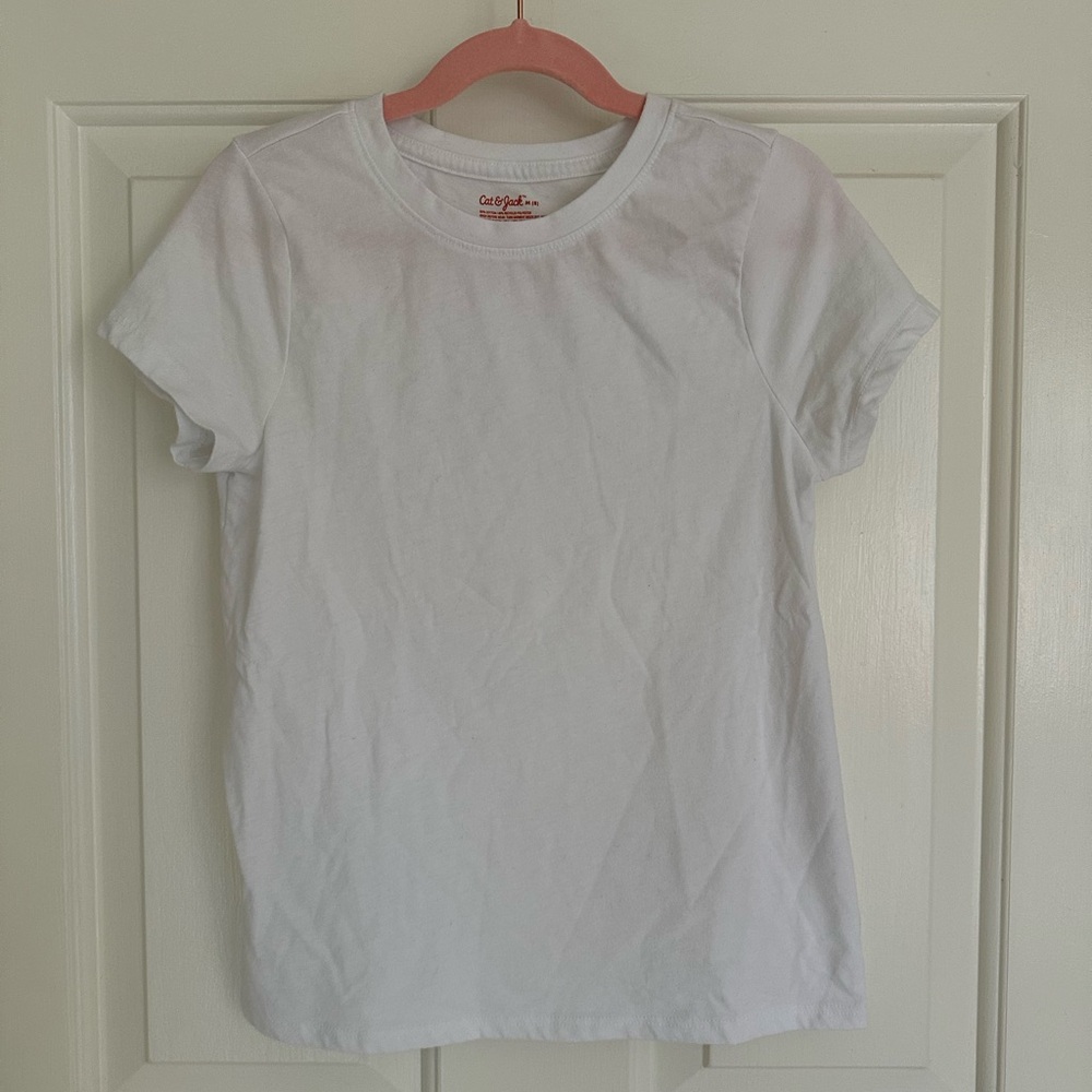 Cat & Jack White Short Sleeve Tee, kids medium